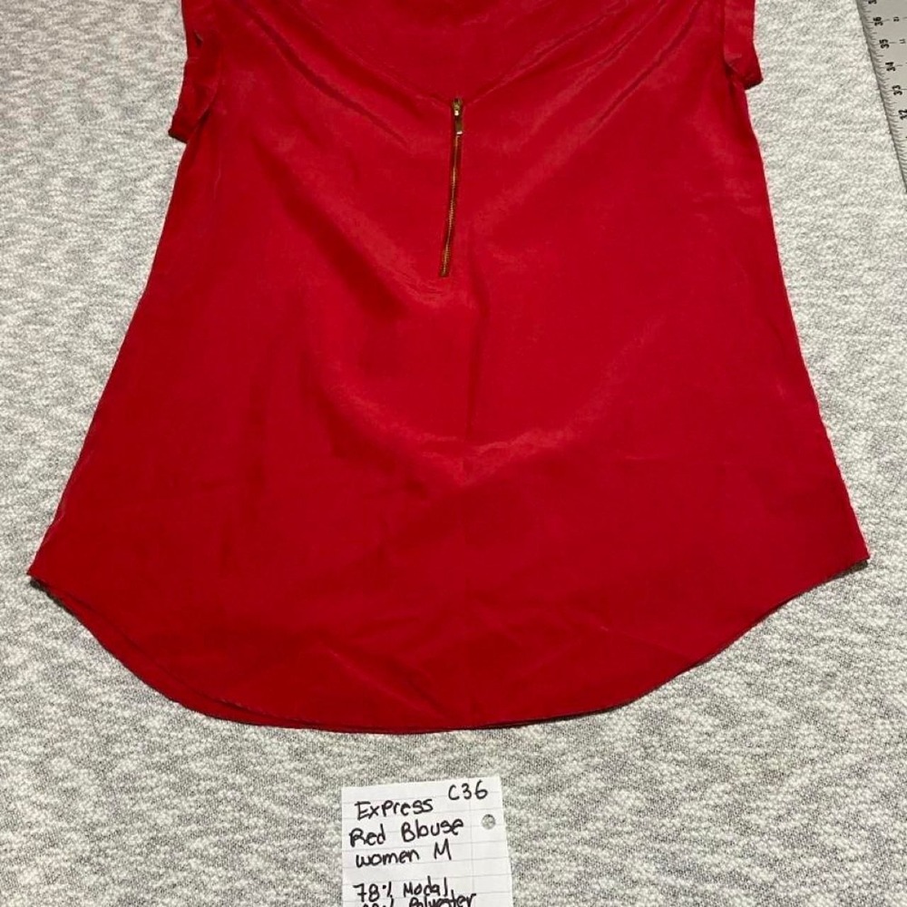 Express red blouse with gold zipper detail women M. SKU-C36#express